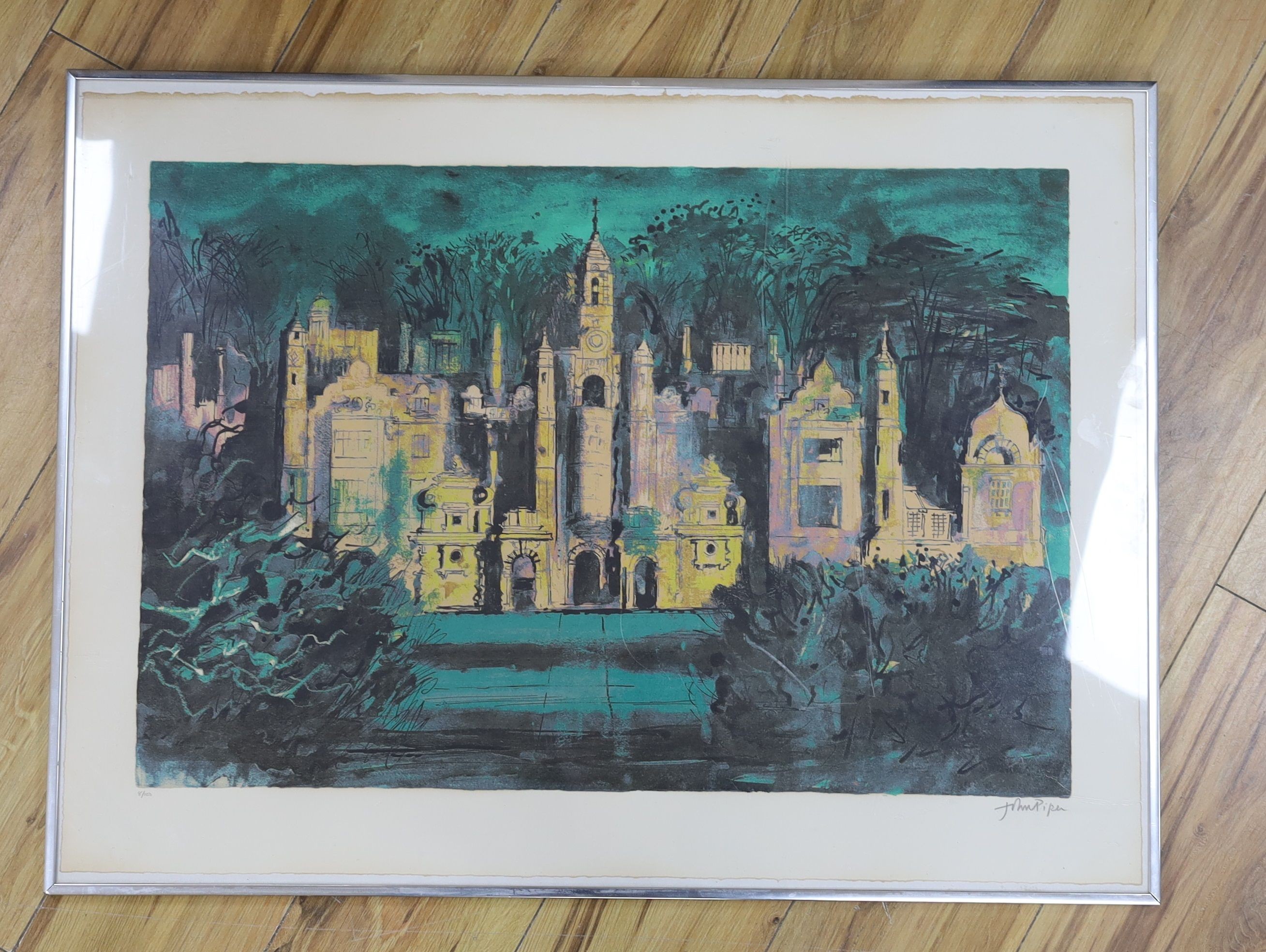 John Piper (1903-1992), screenprint, 'Harlaxton Manor' 1977, signed in pencil, 8/100, 57 x 78cm